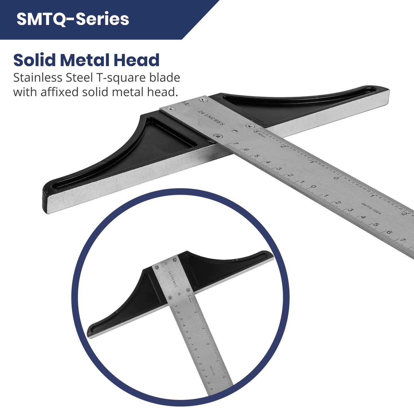 Pacific Arc 18 To 48 Inch T Square, Traditional Stainless Steel, Graduated Inch and Metric - Pacific Arc - Little Red General Store