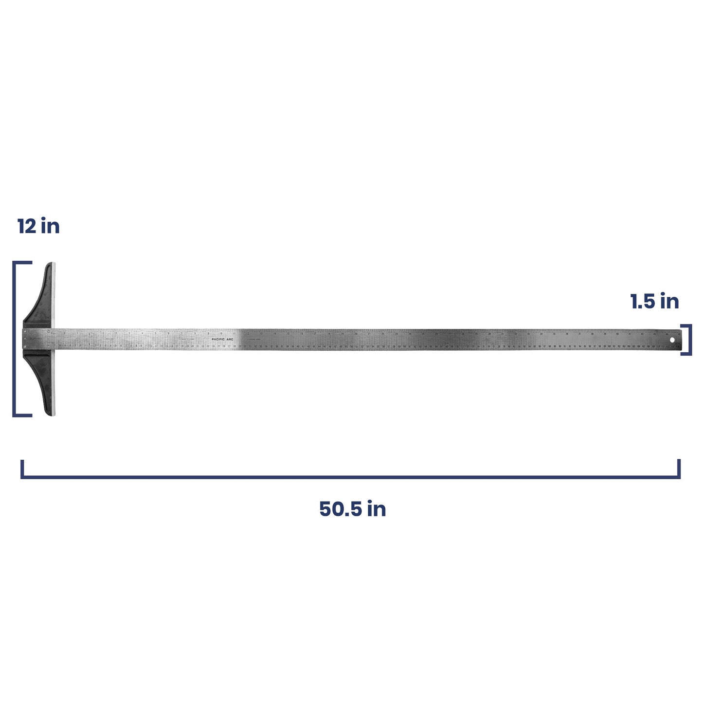 Pacific Arc 18 To 48 Inch T Square, Traditional Stainless Steel, Graduated Inch and Metric - Pacific Arc - Little Red General Store
