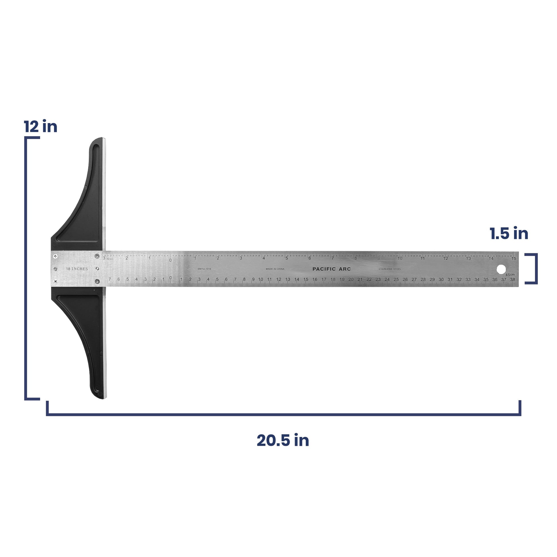 Pacific Arc 18 To 48 Inch T Square, Traditional Stainless Steel, Graduated Inch and Metric - Pacific Arc - Little Red General Store