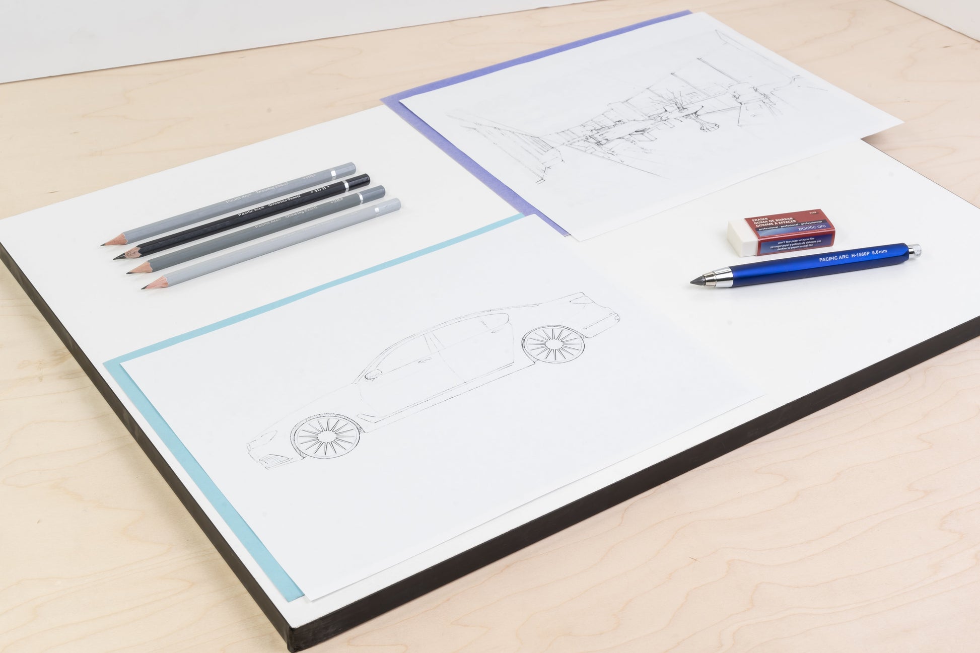 Pacific Arc, Drawing Board: white melamine, black edge - Pacific Arc - Little Red General Store