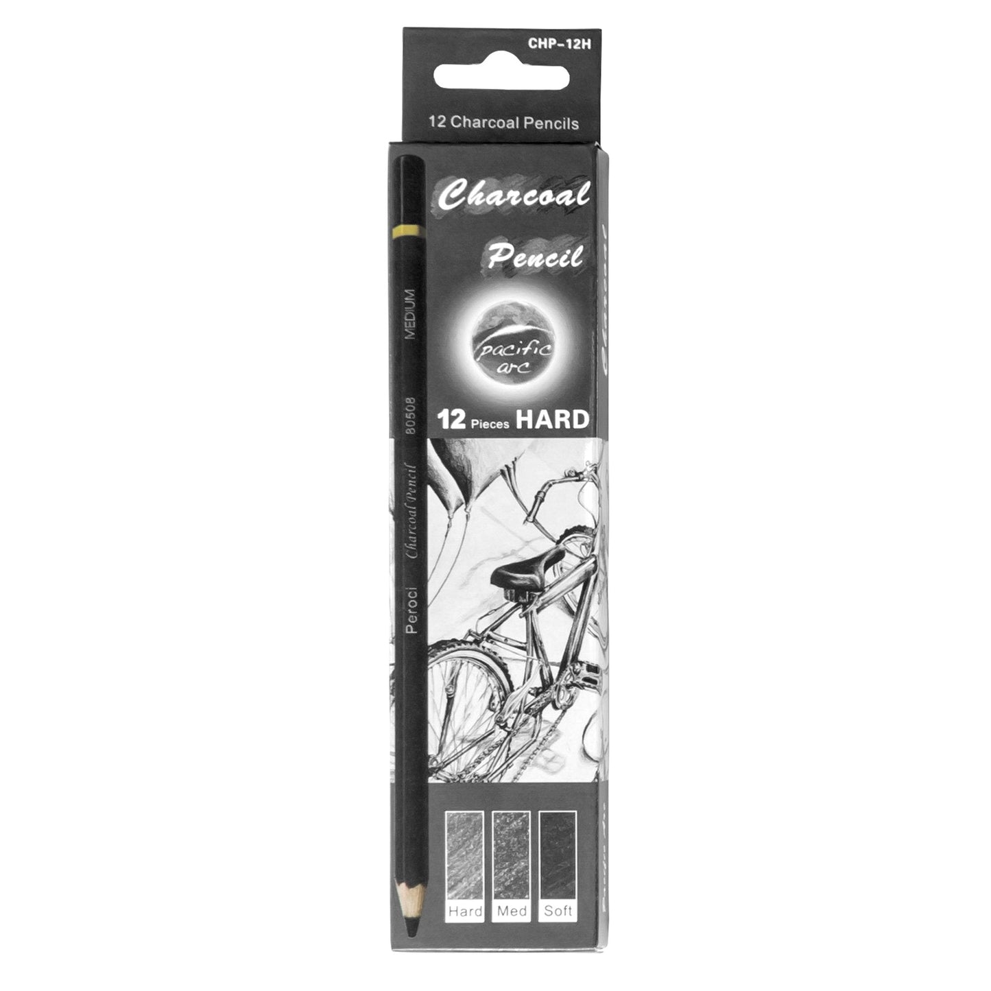 Premium Charcoal Drawing Pencils for Artists - 6 Pieces Soft Medium and Hard - Charcoal Pencils for Drawing, Sketching and Shading - Great Non Toxic Art Supplies Set for Adults and Kids - Pacific Arc - Little Red General Store