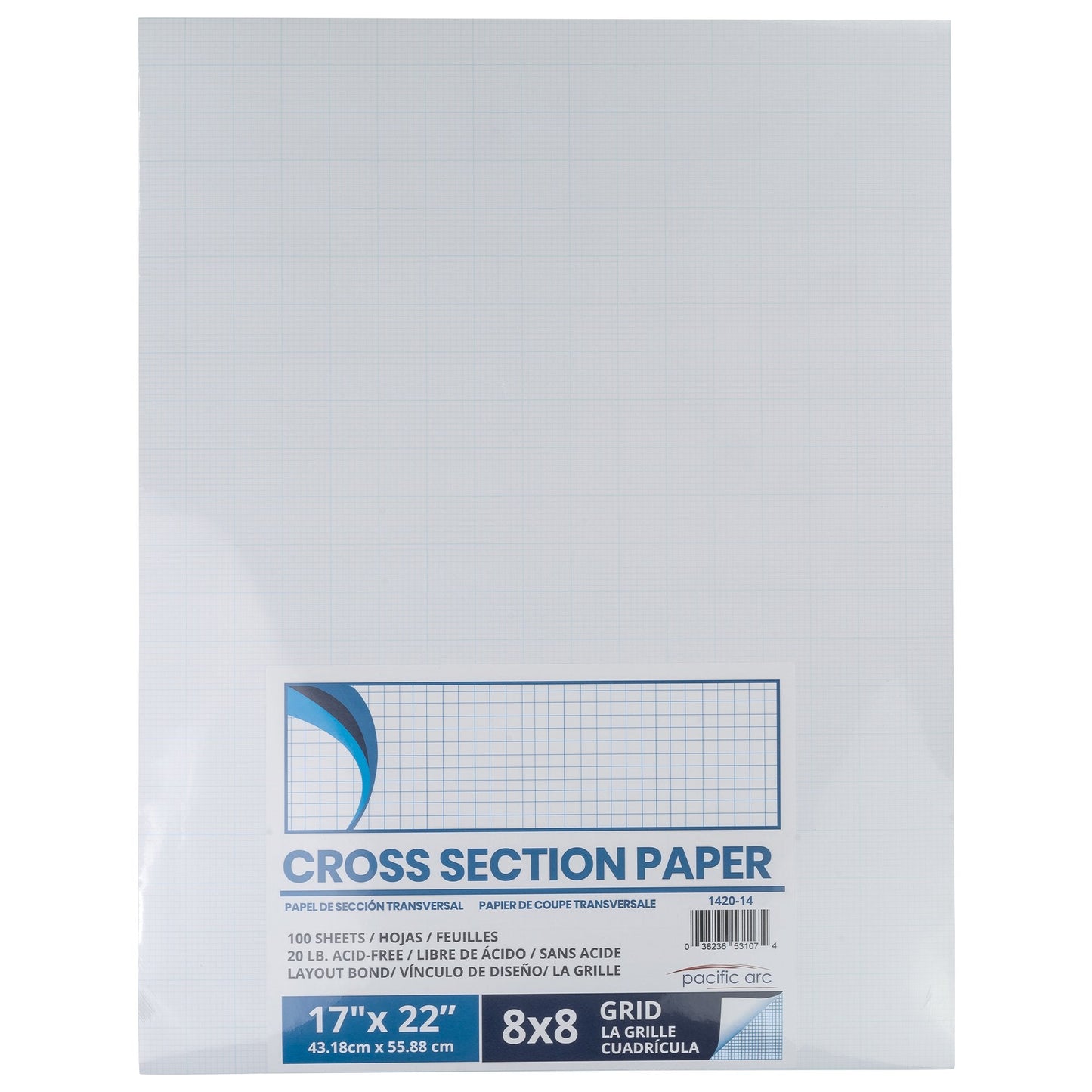 Pacific Arc - Cross Section Paper Pack, 500 Sheets, 8.5 Inch x 11 Inch, 4 x 4 Grid - Pacific Arc - Little Red General Store