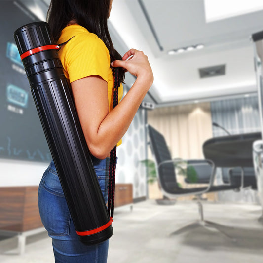 Pacific Arc - Expandable Poster Storage Mailing Tube, for Blueprint, Artwork, Plans, Drafting - Hard Plastic Black - Pacific Arc - Little Red General Store