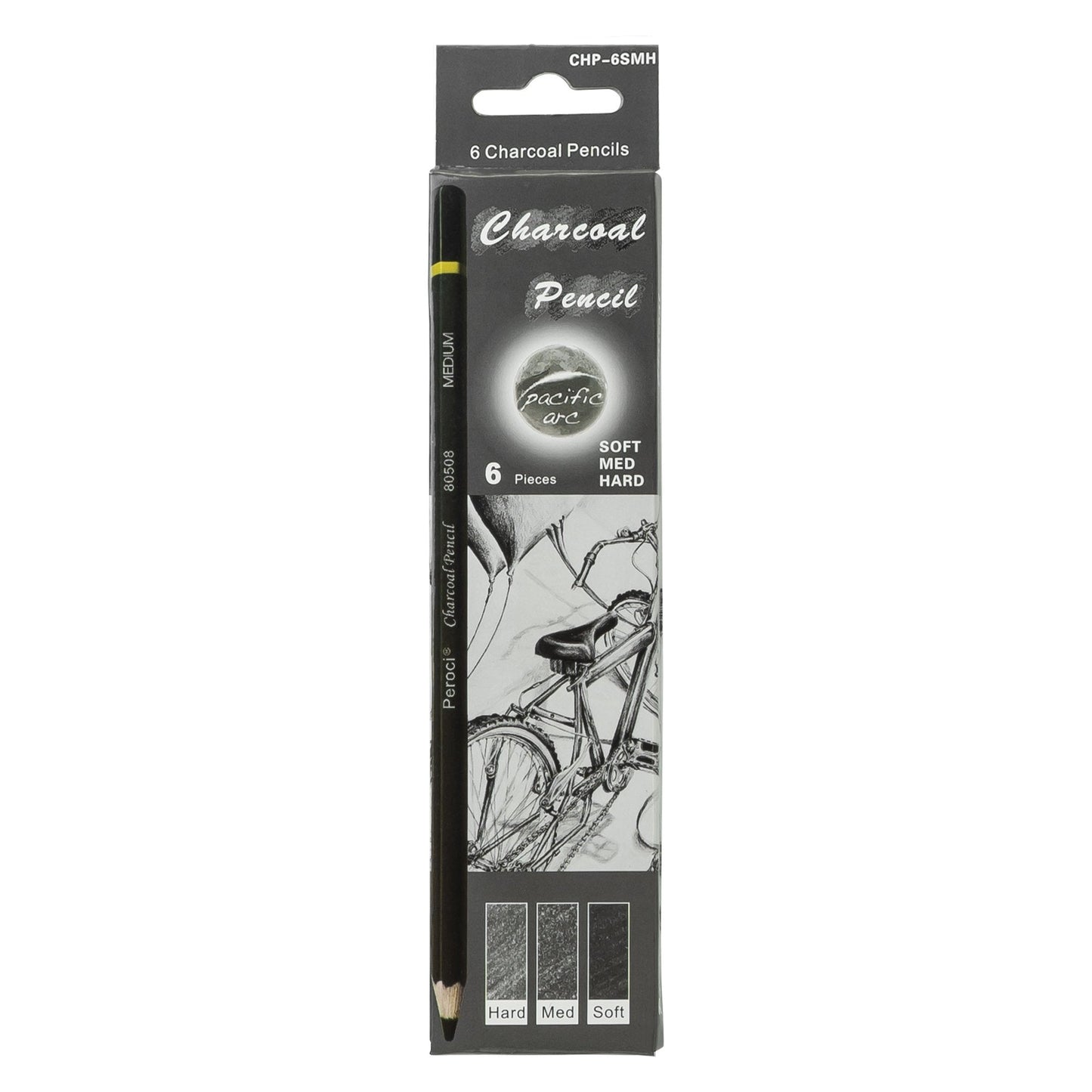 Premium Charcoal Drawing Pencils for Artists - 6 Pieces Soft Medium and Hard - Charcoal Pencils for Drawing, Sketching and Shading - Great Non Toxic Art Supplies Set for Adults and Kids - Pacific Arc - Little Red General Store