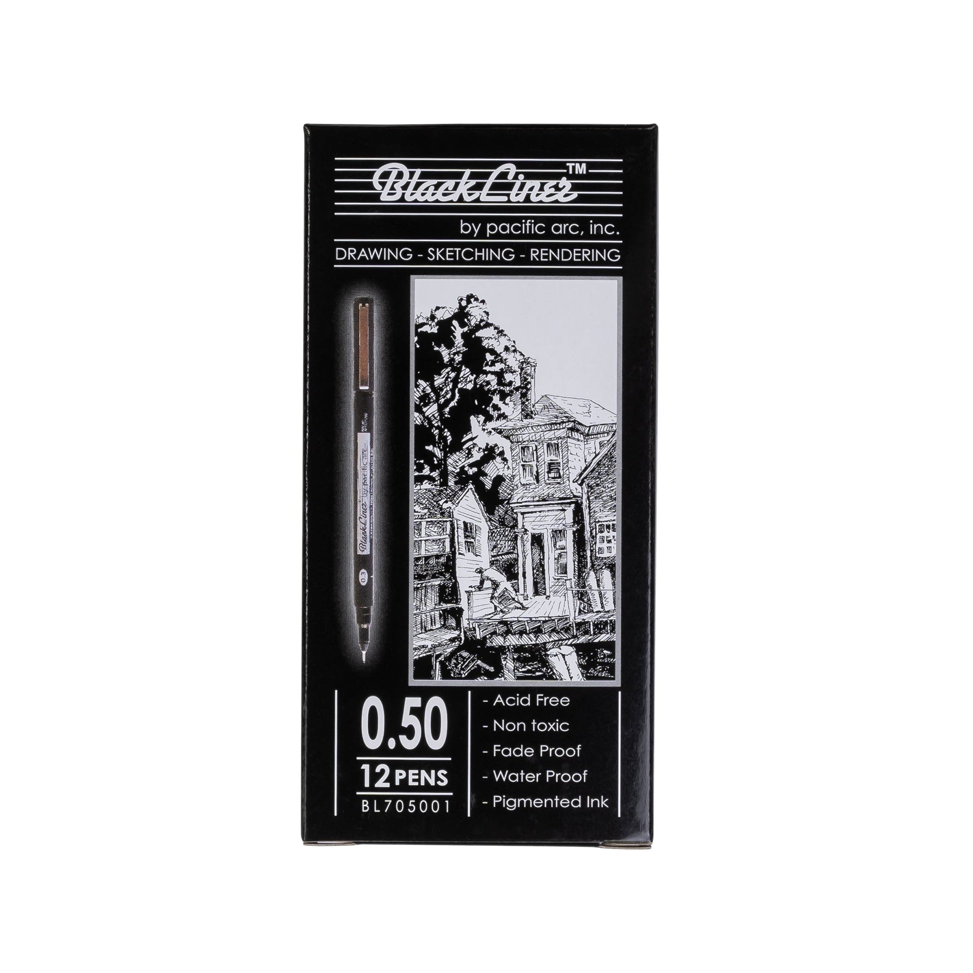 Pacific Arc | Blackliner Black Fineliner Pens | Differently Sized Fine Drawing Pens - Pacific Arc - Little Red General Store