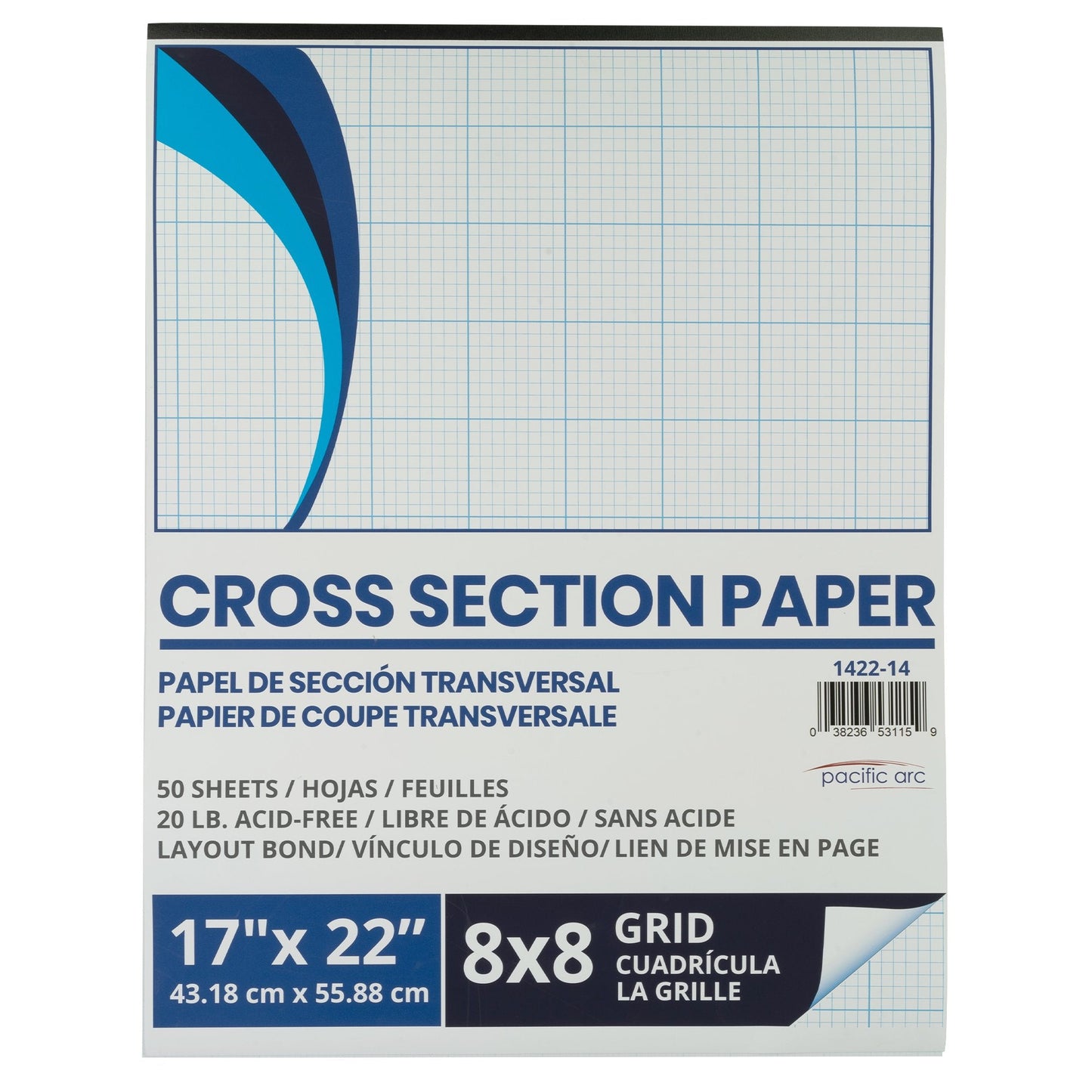 Pacific Arc - Cross Section Paper Pack, 500 Sheets, 8.5 Inch x 11 Inch, 4 x 4 Grid - Pacific Arc - Little Red General Store