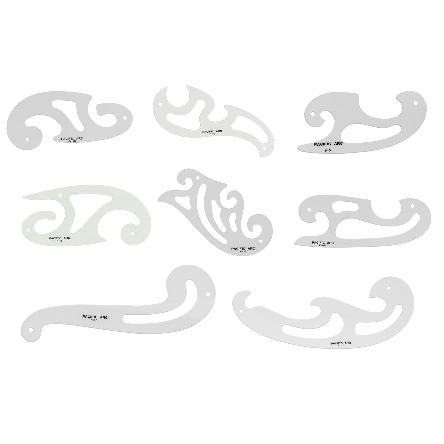 French Curve Set, 3 Shapes, Clear Curve Ruler, Drafting Tools, Drawing Tools, Woodworking Tools, Comic Template Tool - Pacific Arc - Little Red General Store