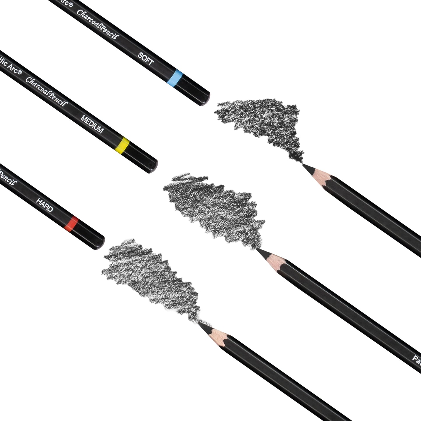 Premium Charcoal Drawing Pencils for Artists - 6 Pieces Soft Medium and Hard - Charcoal Pencils for Drawing, Sketching and Shading - Great Non Toxic Art Supplies Set for Adults and Kids - Pacific Arc - Little Red General Store