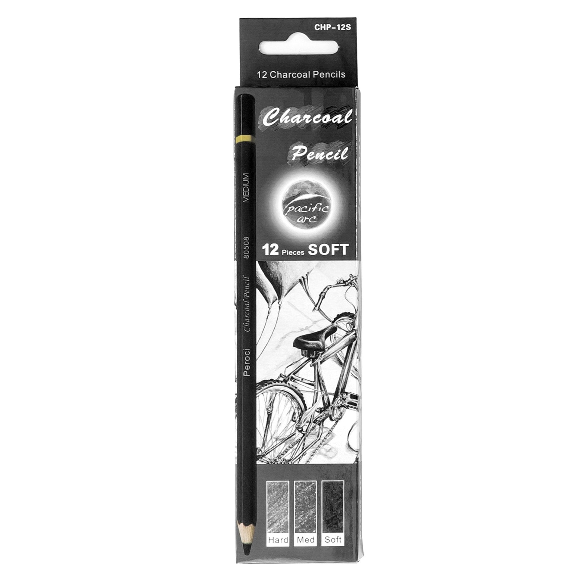 Premium Charcoal Drawing Pencils for Artists - 6 Pieces Soft Medium and Hard - Charcoal Pencils for Drawing, Sketching and Shading - Great Non Toxic Art Supplies Set for Adults and Kids - Pacific Arc - Little Red General Store