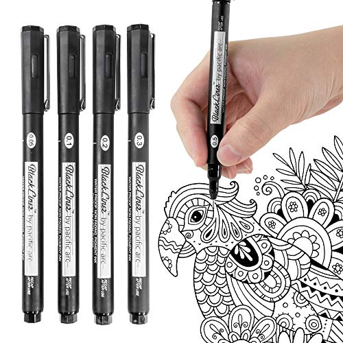 Pacific Arc Blackliner Black Fineliner Pens, Set of 4 Differently Sized Fine Drawing Pens for Artists, Sketching Pens, Journaling Pens, Hand Lettering Pens, and Calligraphy Pens - Pacific Arc - Little Red General Store