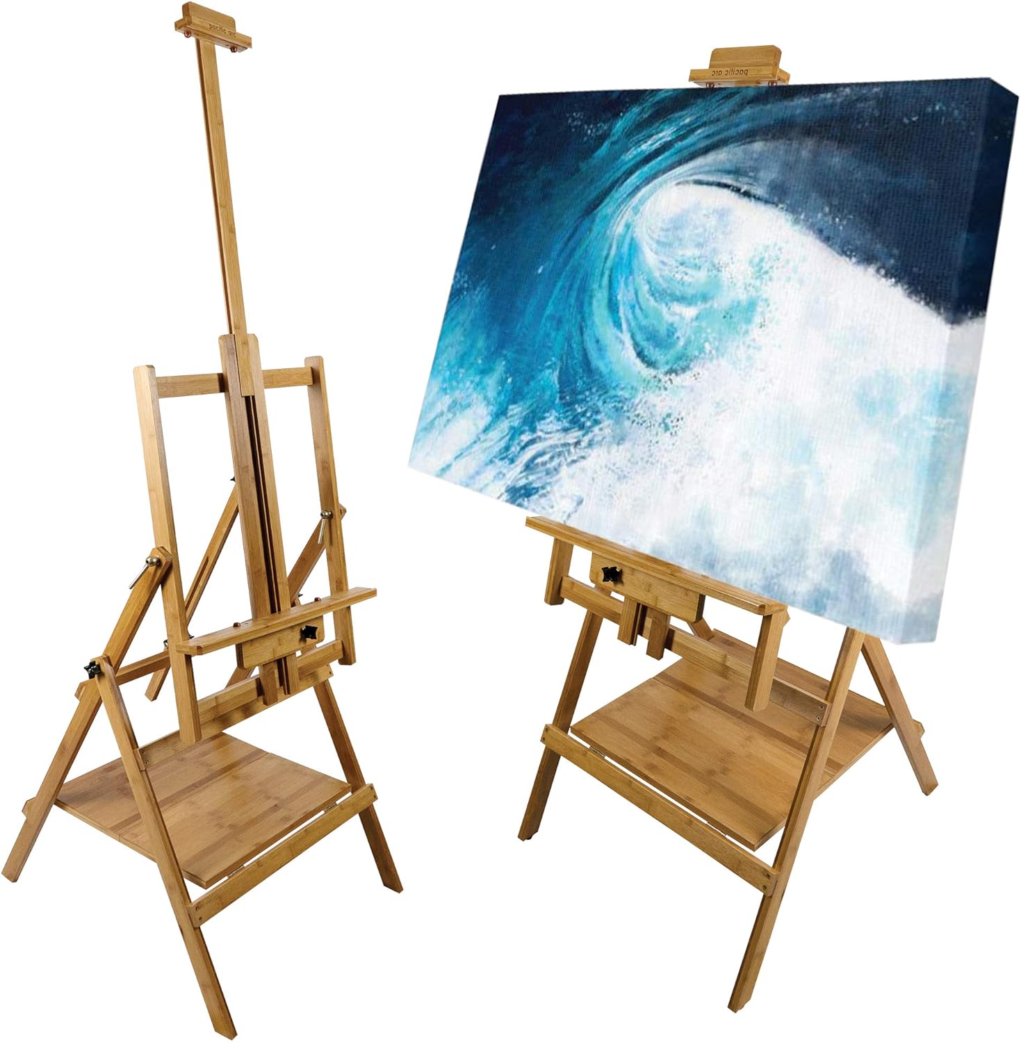 Pacific Arc, Bamboo Professional Lobo Easel H - Frame with bottom shelf , 46 Inch Canvas size for Painting, Drawing, Watercolors,Sketching, Pictures, Signs, Posterboards - Pacific Arc - Little Red General Store