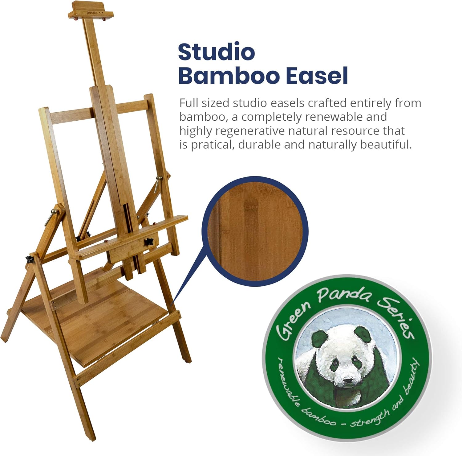 Pacific Arc, Bamboo Professional Lobo Easel H - Frame with bottom shelf , 46 Inch Canvas size for Painting, Drawing, Watercolors,Sketching, Pictures, Signs, Posterboards - Pacific Arc - Little Red General Store