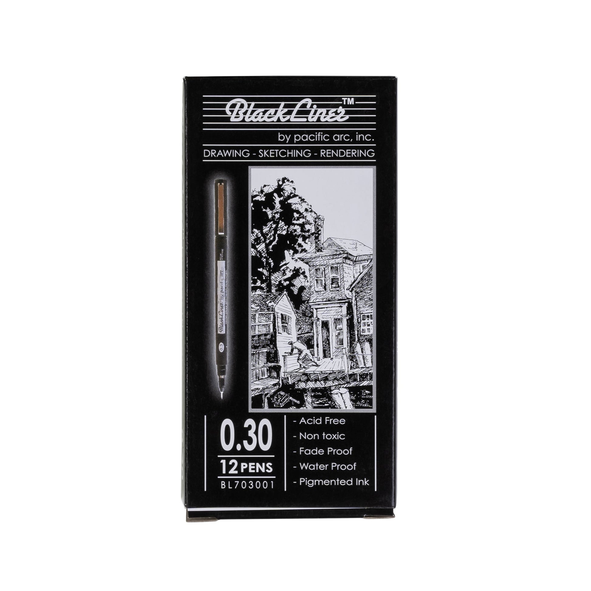 Pacific Arc | Blackliner Black Fineliner Pens | Differently Sized Fine Drawing Pens - Pacific Arc - Little Red General Store