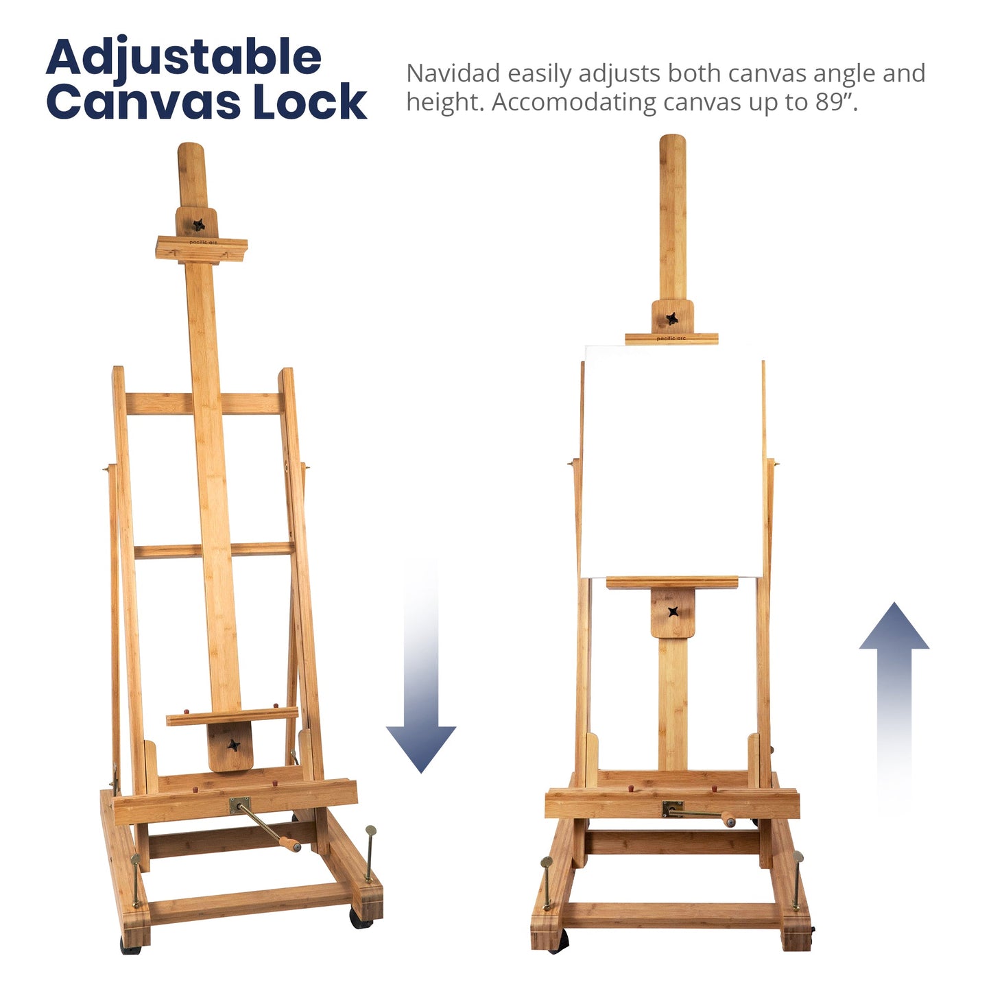 Pacific Arc - Professional Bamboo Studio Easel with Casters and Center Tray, 89 Inch Canvases for Watercolors, Painting, Sketching, Drawing, and Display - Pacific Arc - Little Red General Store