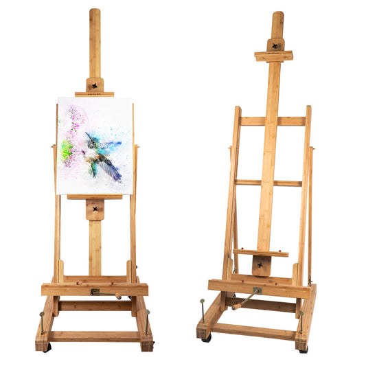 Pacific Arc - Professional Bamboo Studio Easel with Casters and Center Tray, 89 Inch Canvases for Watercolors, Painting, Sketching, Drawing, and Display - Pacific Arc - Little Red General Store