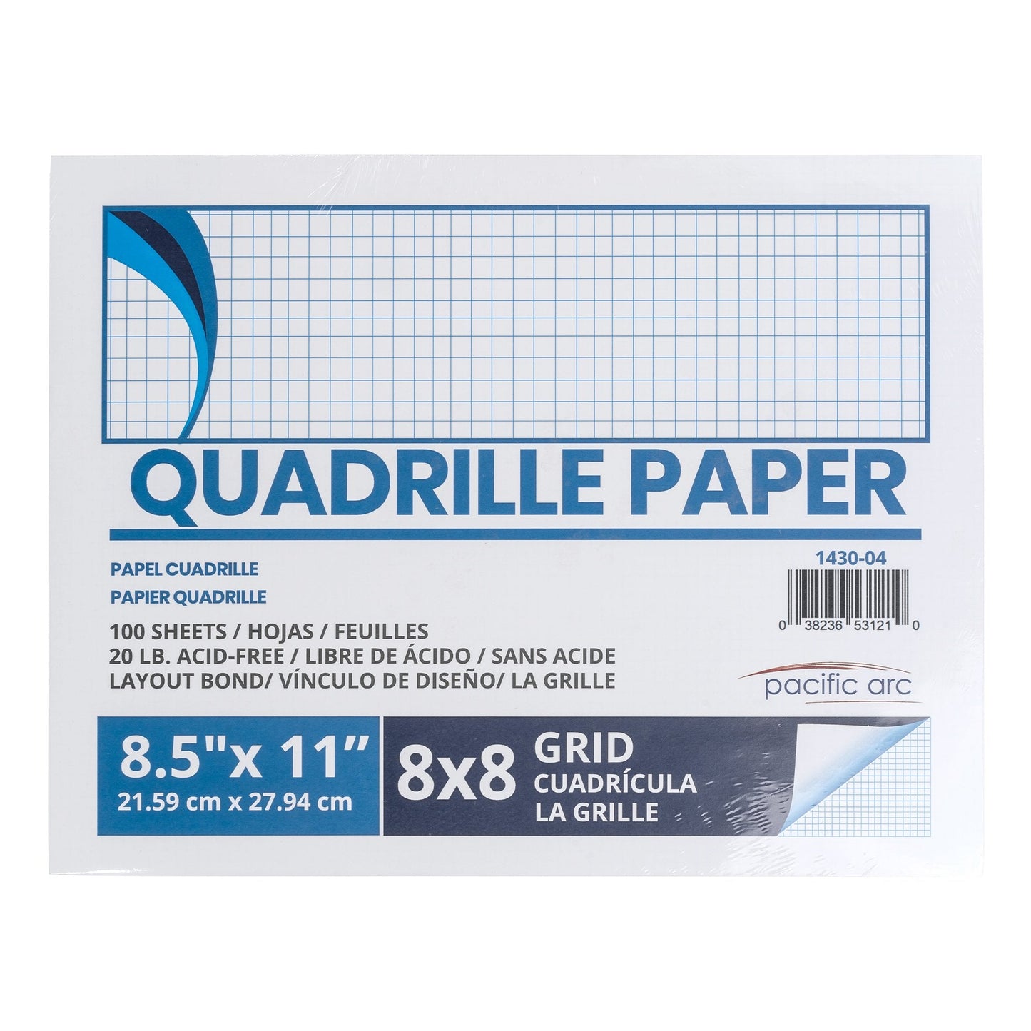 Pacific Arc, Quadrille Paper Pad, 50 Sheets 8.5 Inch x 11 Inch, 4 x 4 Grid - Pacific Arc - Little Red General Store