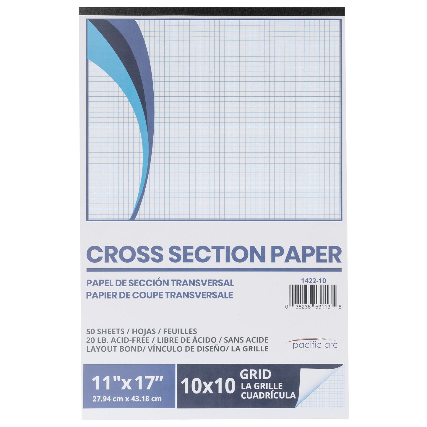 Pacific Arc - Cross Section Paper Pack, 500 Sheets, 8.5 Inch x 11 Inch, 4 x 4 Grid - Pacific Arc - Little Red General Store