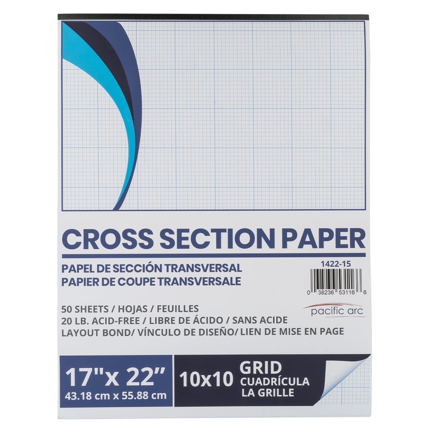 Pacific Arc - Cross Section Paper Pack, 500 Sheets, 8.5 Inch x 11 Inch, 4 x 4 Grid - Pacific Arc - Little Red General Store
