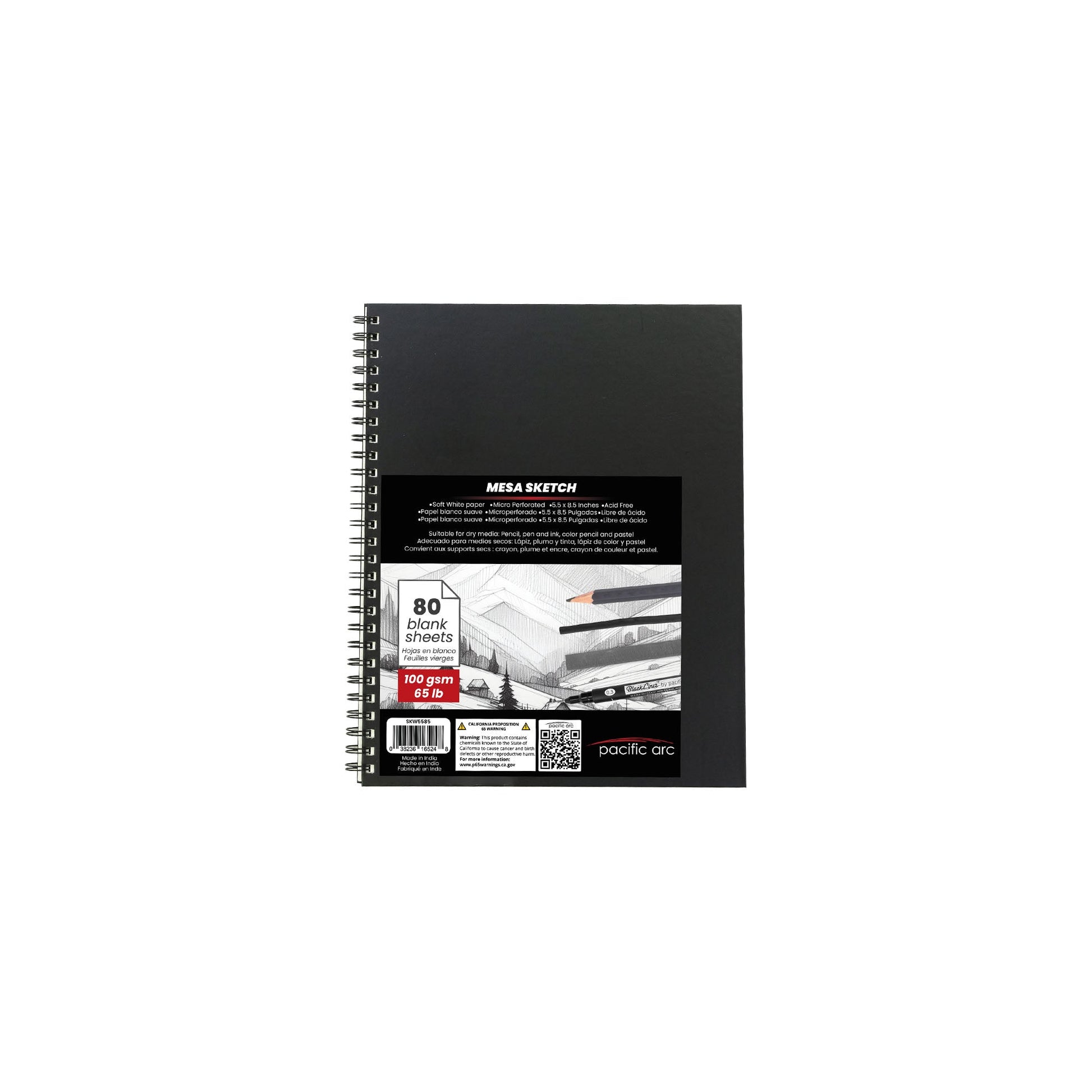 Pacific Arc Mesa Sketchbook - black wire - bound, hard cover with micro - perforated pages 80 sheets 65lb paper - Pacific Arc - Little Red General Store