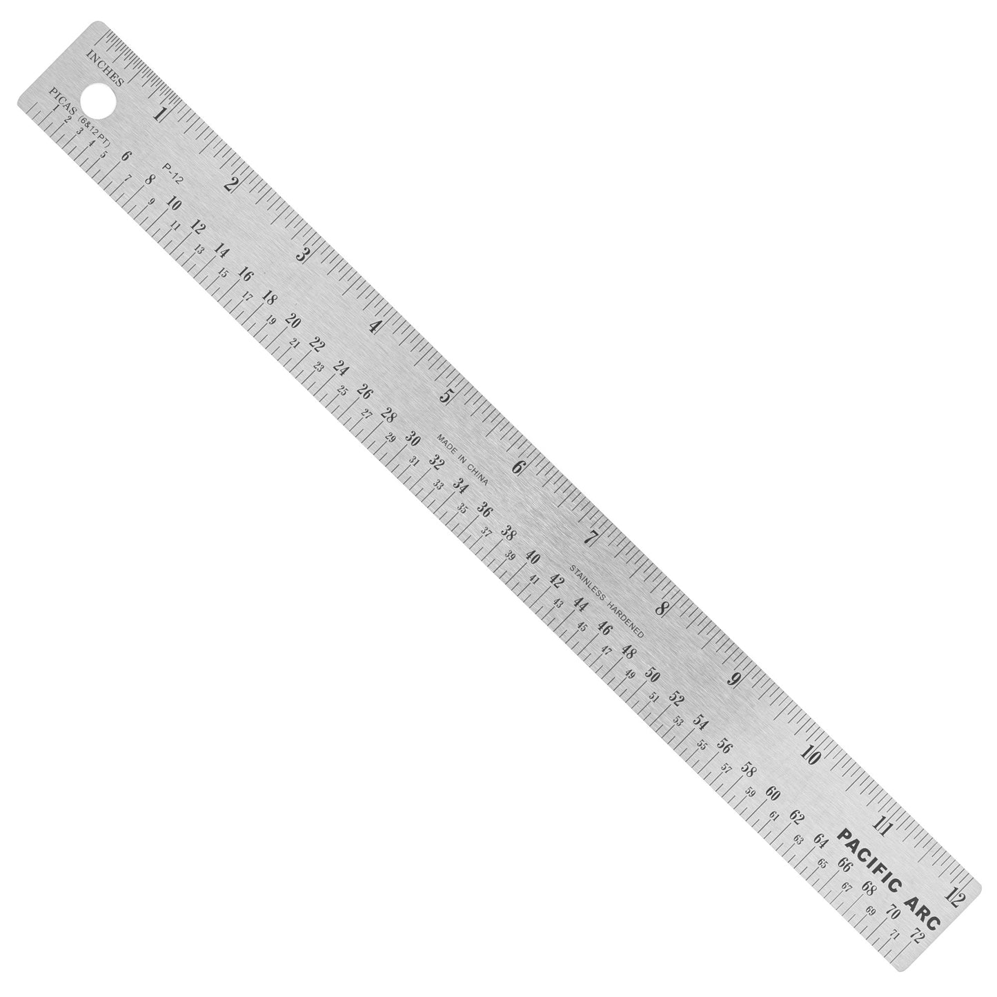 Pacific Arc, Stainless Steel Ruler with Inch (32nd & 64th) and Pica, Non Skid Cork or Rubber Back - Pacific Arc - Little Red General Store