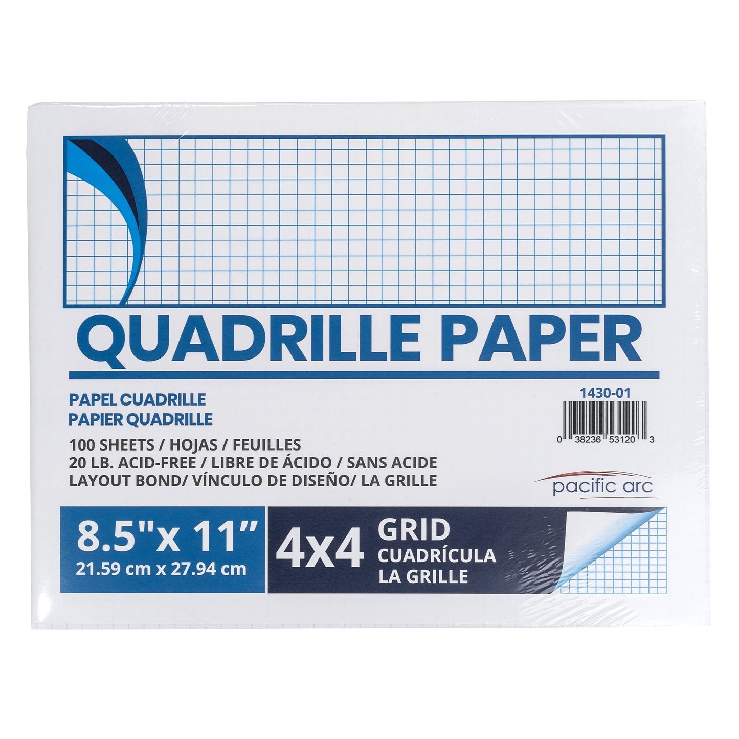 Pacific Arc, Quadrille Paper Pad, 50 Sheets 8.5 Inch x 11 Inch, 4 x 4 Grid - Pacific Arc - Little Red General Store