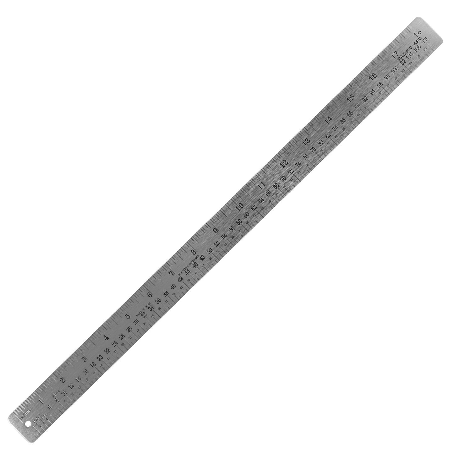 Pacific Arc, Pica Pole Metal Ruler, with Pica, Points, Inches, and Agate Measurements, Stainless Steel Ruler for Drafting - Pacific Arc - Little Red General Store