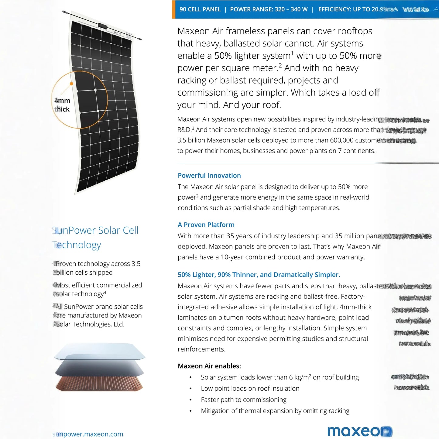 Sunpower Maxeon Air 330W Flexible Solar Panel