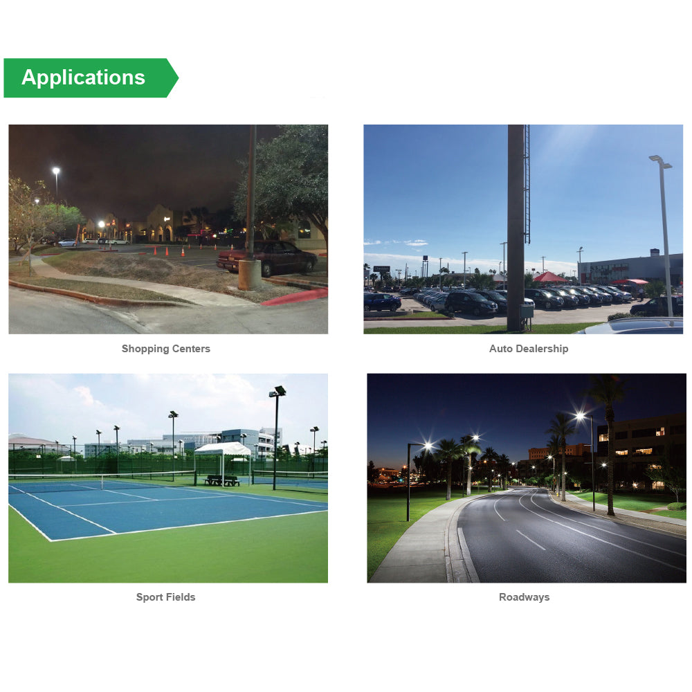 Commercial LED Parking Lot Light with Twist Lock Photocell 100W/120W/150W 200W/240W/300W Watt Tunable 5000K Type IV 100-277V / 277-480V Area Security Lighting