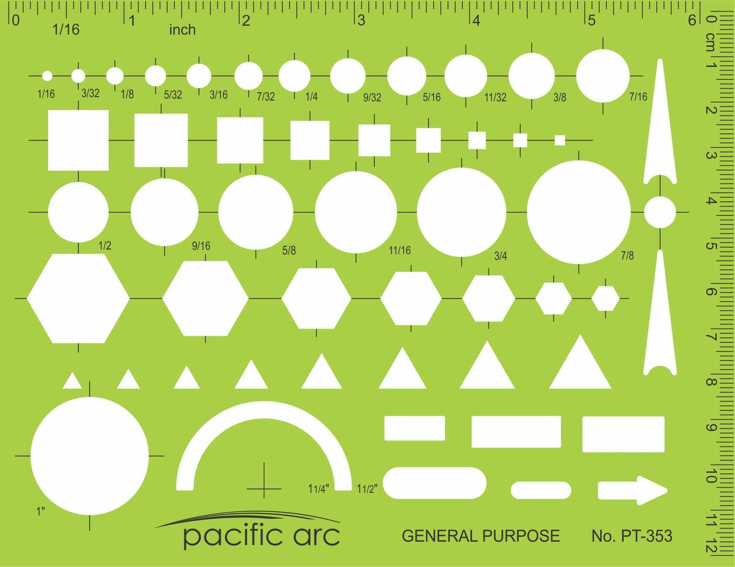 Pacific Arc - General Purpose Templates - Stencils for Drafting and Circle Drawing - Professional or School work, for architects, designers, draftsmen, and artists