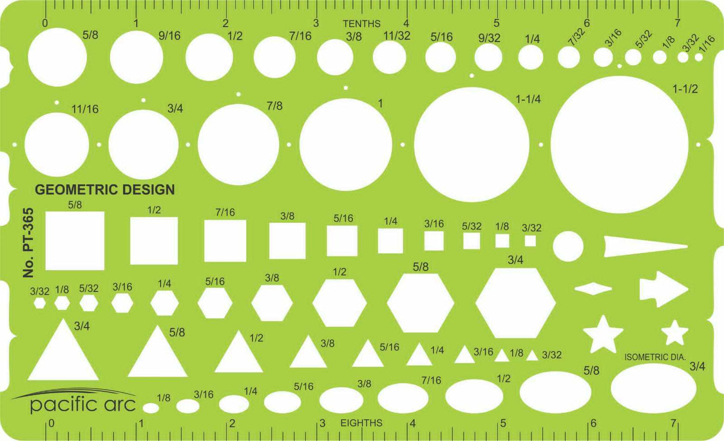 Pacific Arc - General Purpose Templates - Stencils for Drafting and Circle Drawing - Professional or School work, for architects, designers, draftsmen, and artists