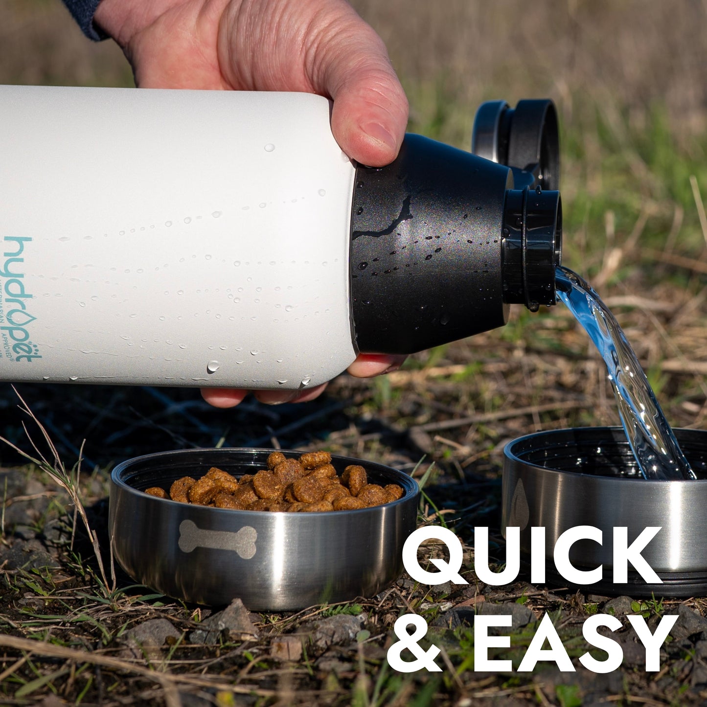 HydroPet Dog Water Bottle 32 oz or 64 oz Stainless Steel Flask with Dual Dog Bowls, BPA - Free, Includes Strap, Travel & Road Trip Essential - Pet Vet Products - Little Red General Store