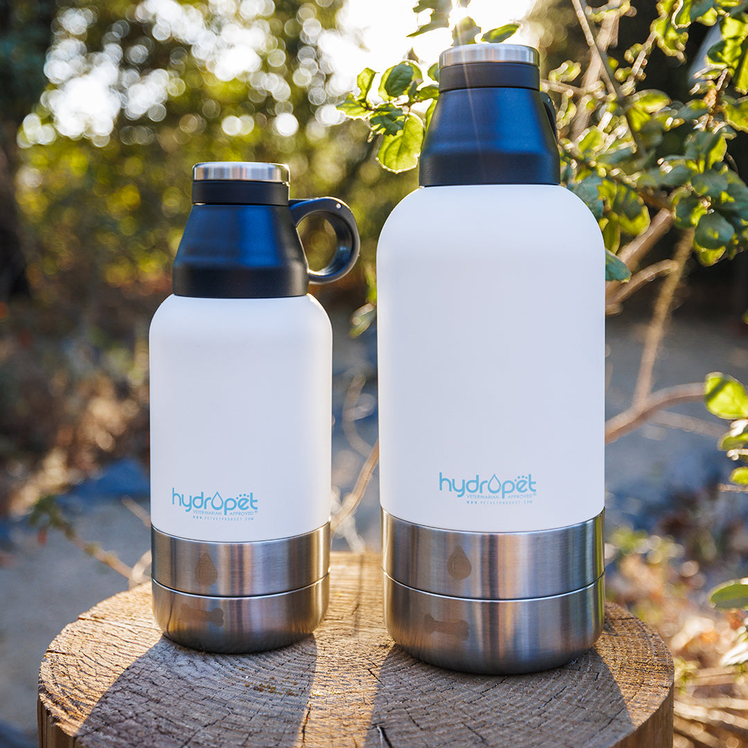 HydroPet Dog Water Bottle 32 oz or 64 oz Stainless Steel Flask with Dual Dog Bowls, BPA - Free, Includes Strap, Travel & Road Trip Essential - Pet Vet Products - Little Red General Store