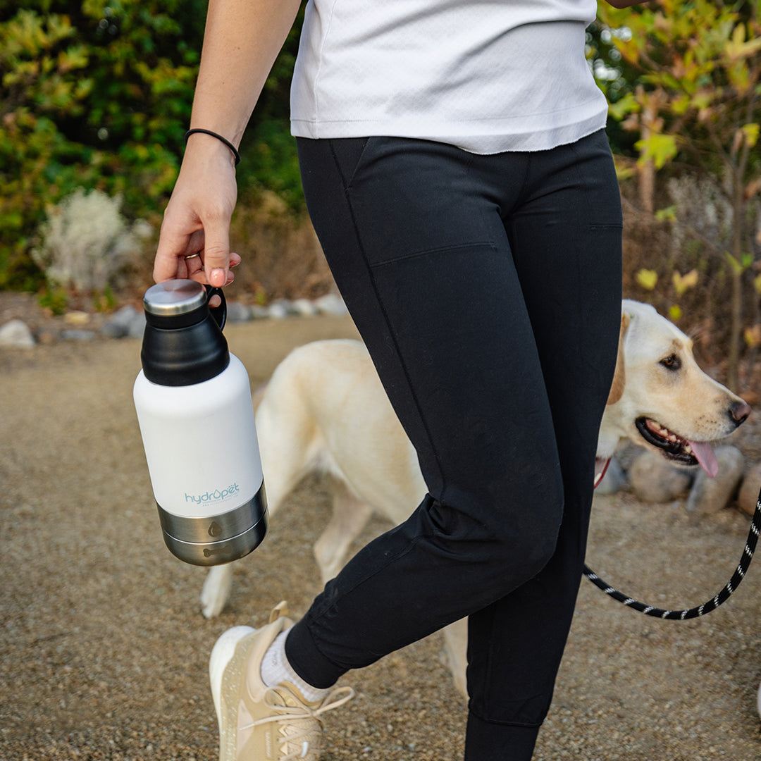 HydroPet Dog Water Bottle 32 oz or 64 oz Stainless Steel Flask with Dual Dog Bowls, BPA - Free, Includes Strap, Travel & Road Trip Essential - Pet Vet Products - Little Red General Store