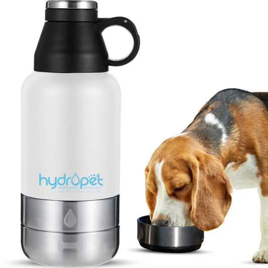 HydroPet Dog Water Bottle 32 oz or 64 oz Stainless Steel Flask with Dual Dog Bowls, BPA - Free, Includes Strap, Travel & Road Trip Essential - Pet Vet Products - Little Red General Store
