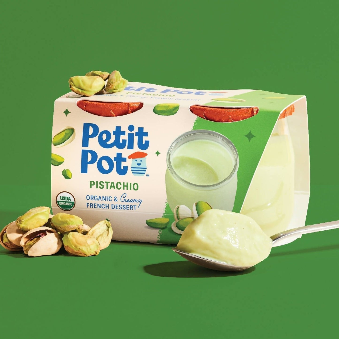 Petit Pot Pistachio Organic French Dessert Wholesale - 2-Jar Packs x 600 Packs (1/4 Pallet) case