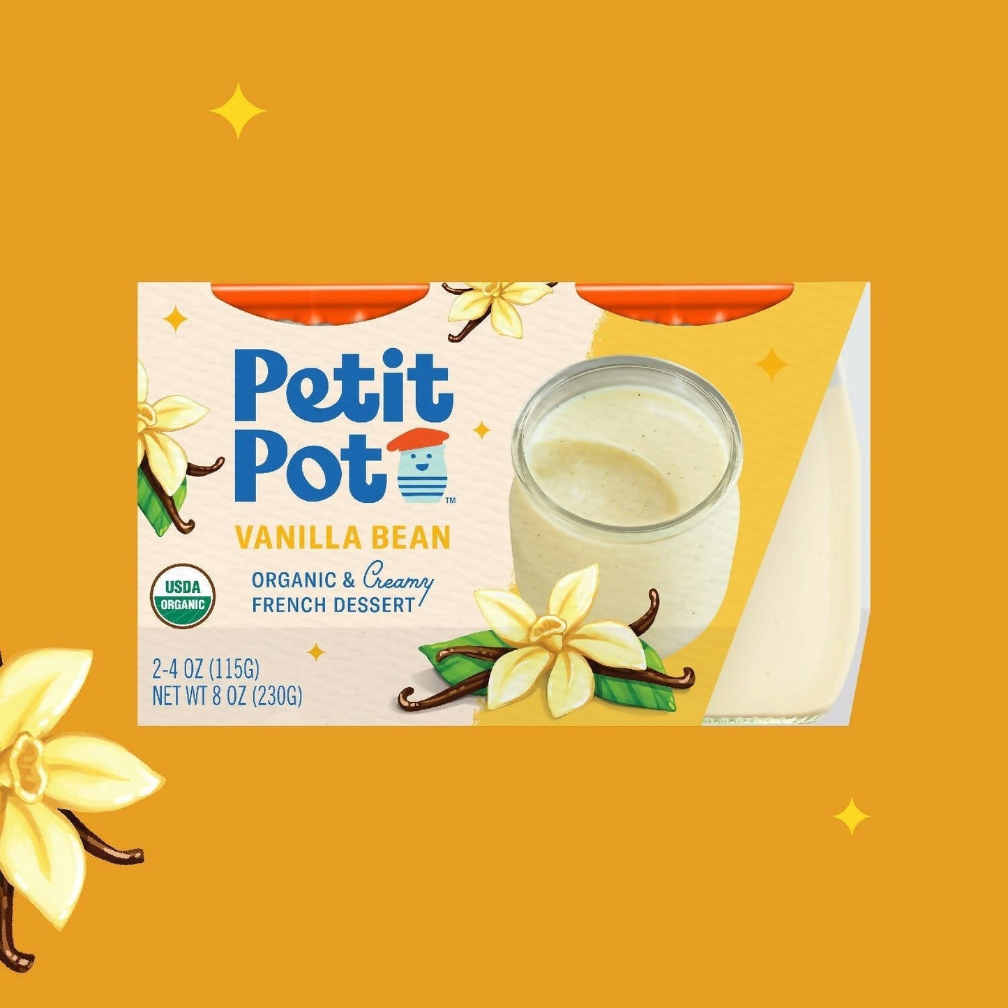 Petit Pot Vanilla Bean Organic French Dessert Wholesale - 2-Jar Packs x 600 Packs (1/4 Pallet) case
