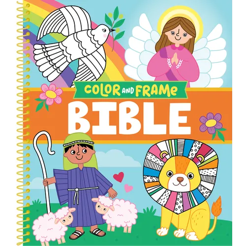 Color & Frame Kids - Bible: Christian Coloring Book with Pre-Colored Backgrounds Noah's Ark, Ten Commandments & More Gift for Kids Ages 3-10
