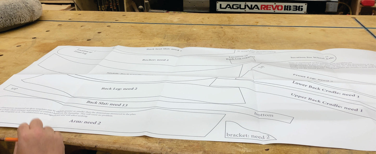 Rocking Chair Templates, Adirondack Style - shipped in Large Format Envelope