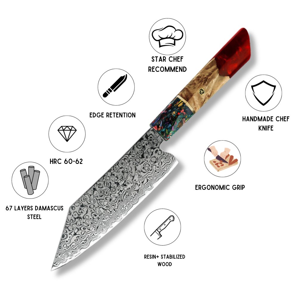 Pristine VG10 Chef Knife 10.5" with Exotic Olive Wood & Resin Handle