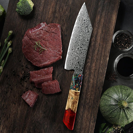 Pristine VG10 Chef Knife 10.5" with Exotic Olive Wood & Resin Handle