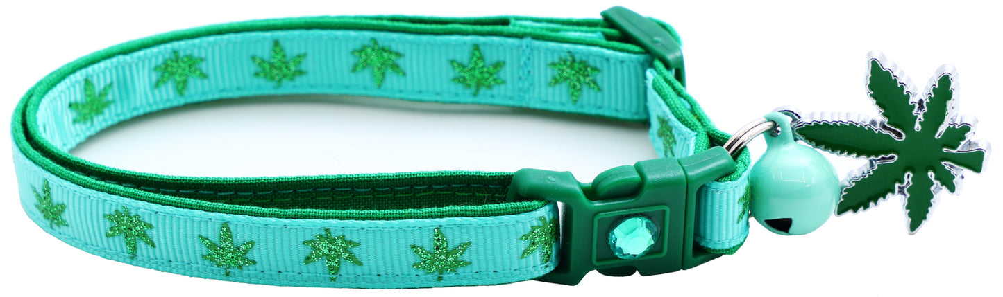 Marijuana Leaves Breakaway Cat Collar - Pugs2Persians - Little Red General Store