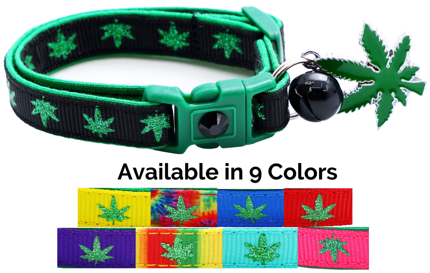 Marijuana Leaves Breakaway Cat Collar - Pugs2Persians - Little Red General Store