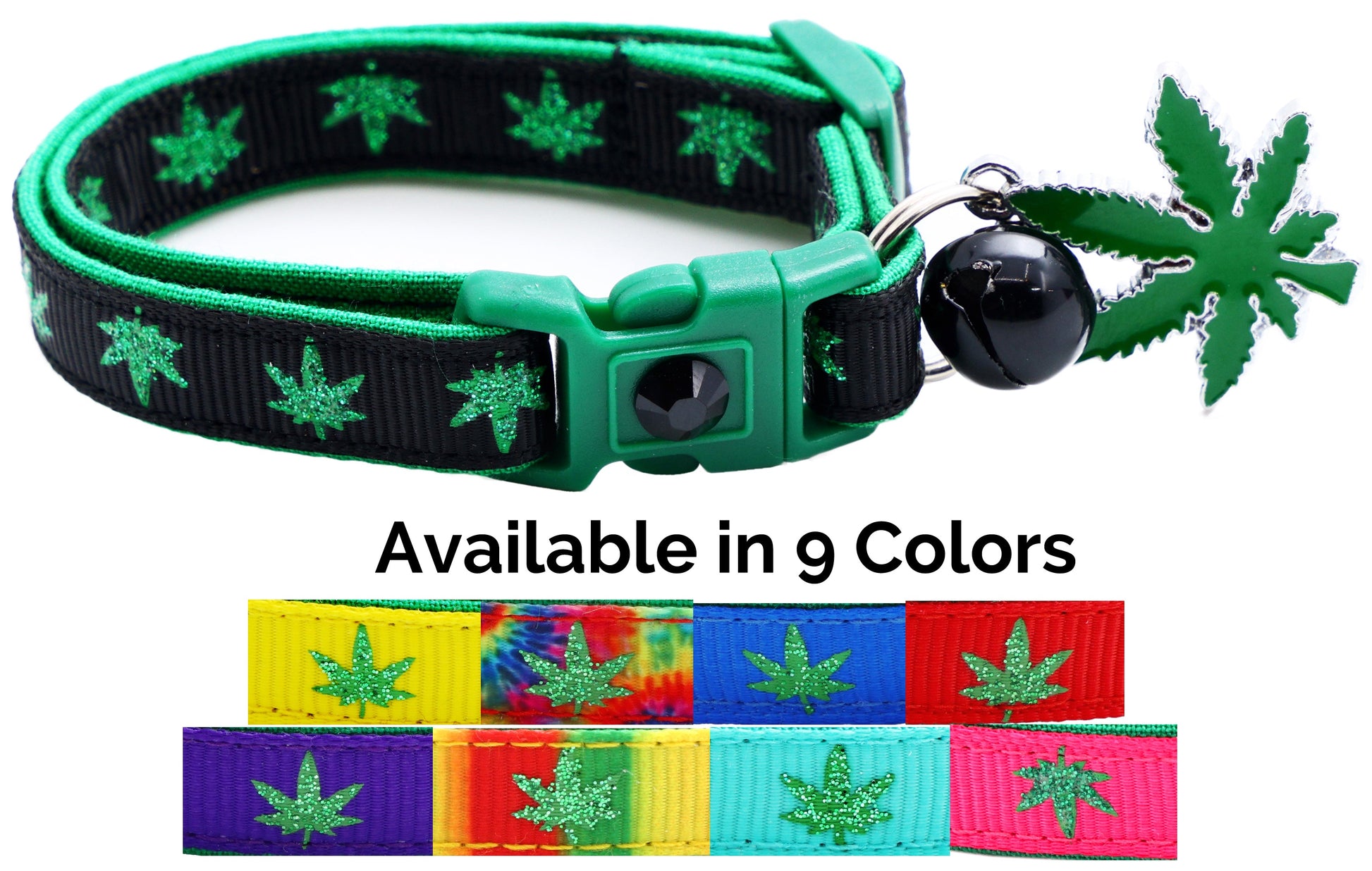 Marijuana Leaves Breakaway Cat Collar - Pugs2Persians - Little Red General Store