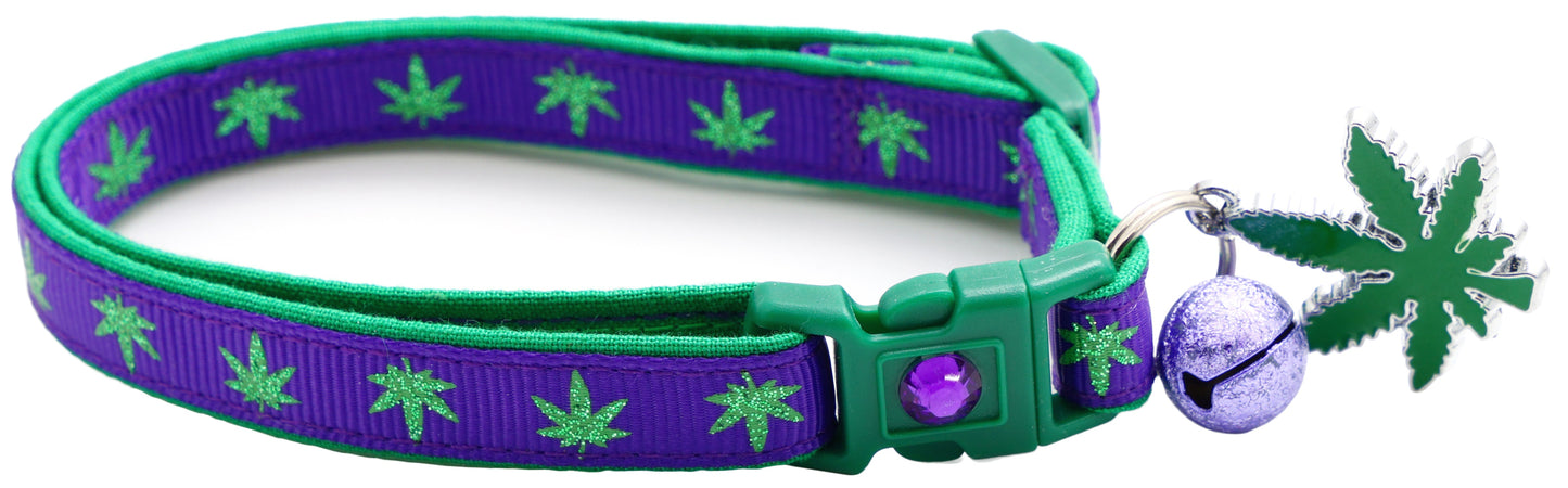 Marijuana Leaves Breakaway Cat Collar - Pugs2Persians - Little Red General Store
