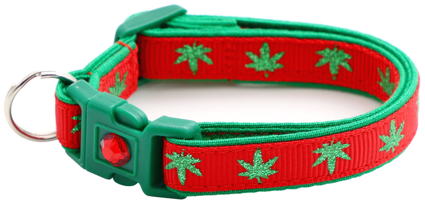 Marijuana Leaves Breakaway Cat Collar - Pugs2Persians - Little Red General Store