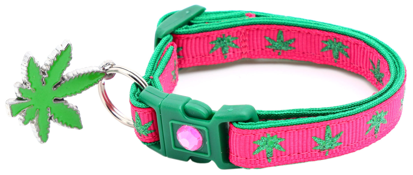 Marijuana Leaves Breakaway Cat Collar - Pugs2Persians - Little Red General Store