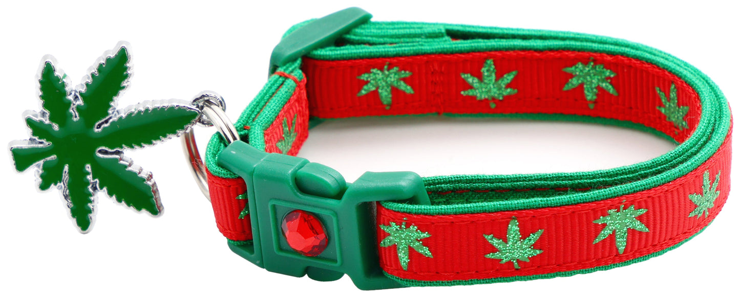 Marijuana Leaves Breakaway Cat Collar - Pugs2Persians - Little Red General Store