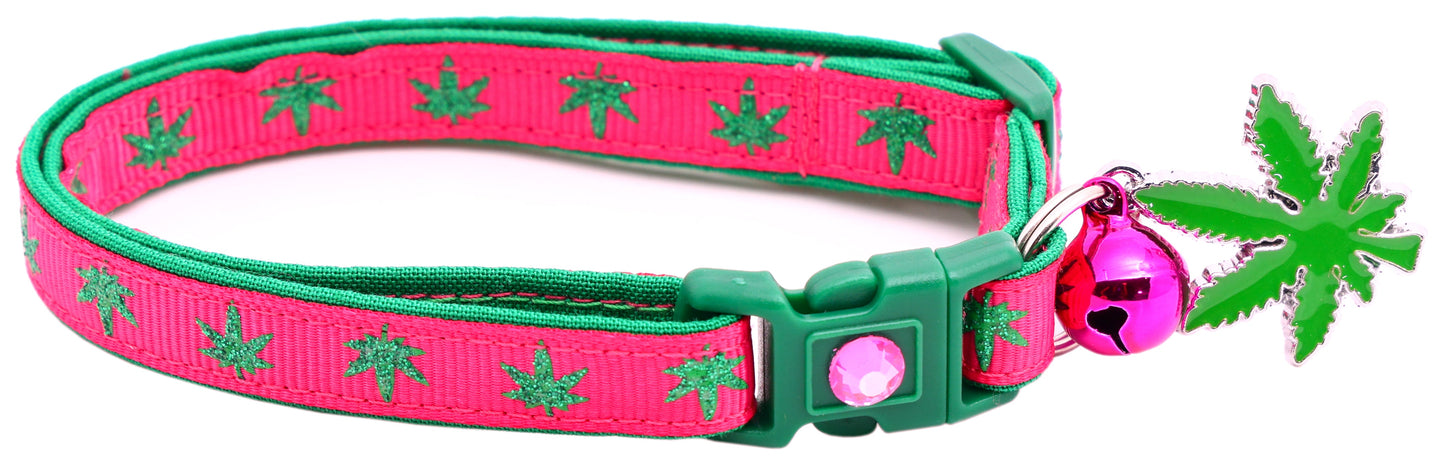 Marijuana Leaves Breakaway Cat Collar - Pugs2Persians - Little Red General Store