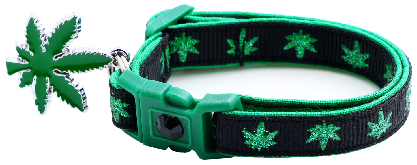Marijuana Leaves Breakaway Cat Collar - Pugs2Persians - Little Red General Store