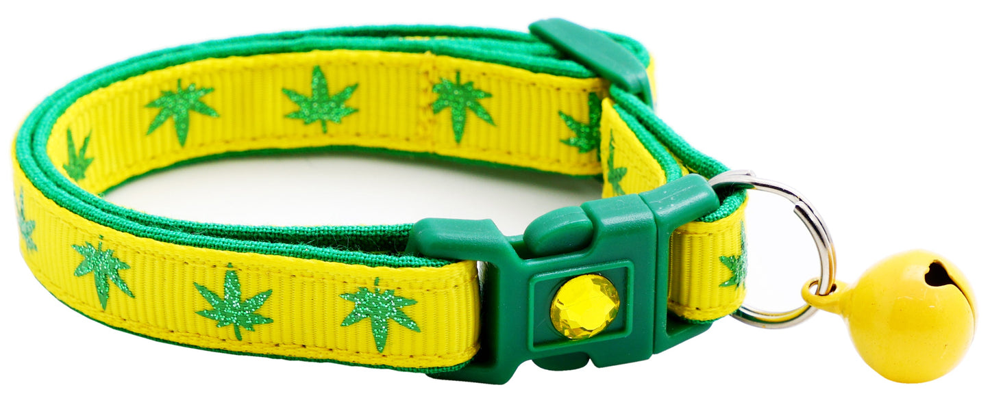 Marijuana Leaves Breakaway Cat Collar - Pugs2Persians - Little Red General Store